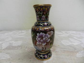 Zdobená modrá váza, cloisonné Zdobená modrá váza, cloisonné