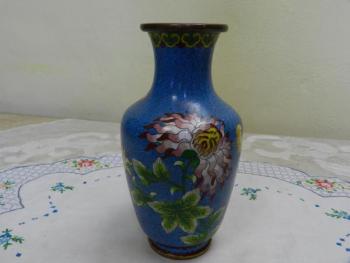 Modrá váza s motýlem Cloisonne Smalt